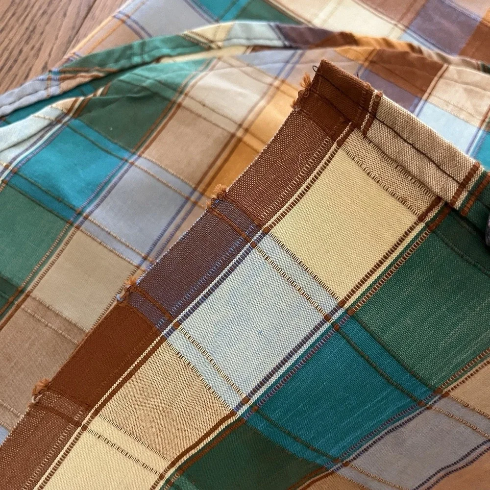 Vintage Sears Perma‑Prest Twin Plaid Coverlet